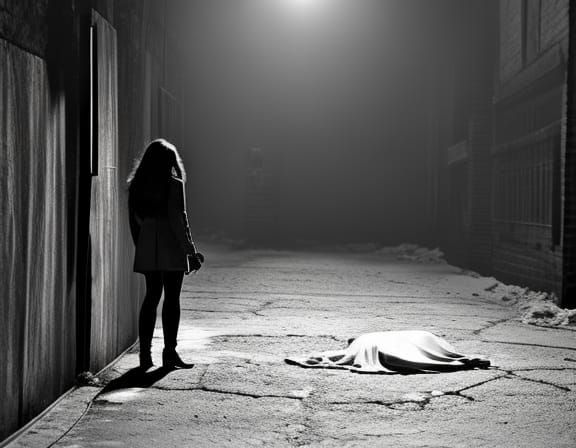Noir Scene: Girl and Dead Boyfriend in Alley