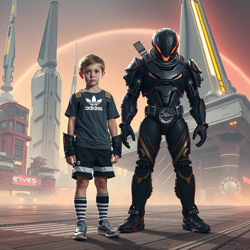 Cyberpunk Supersoldier in Dystopian Metropolis