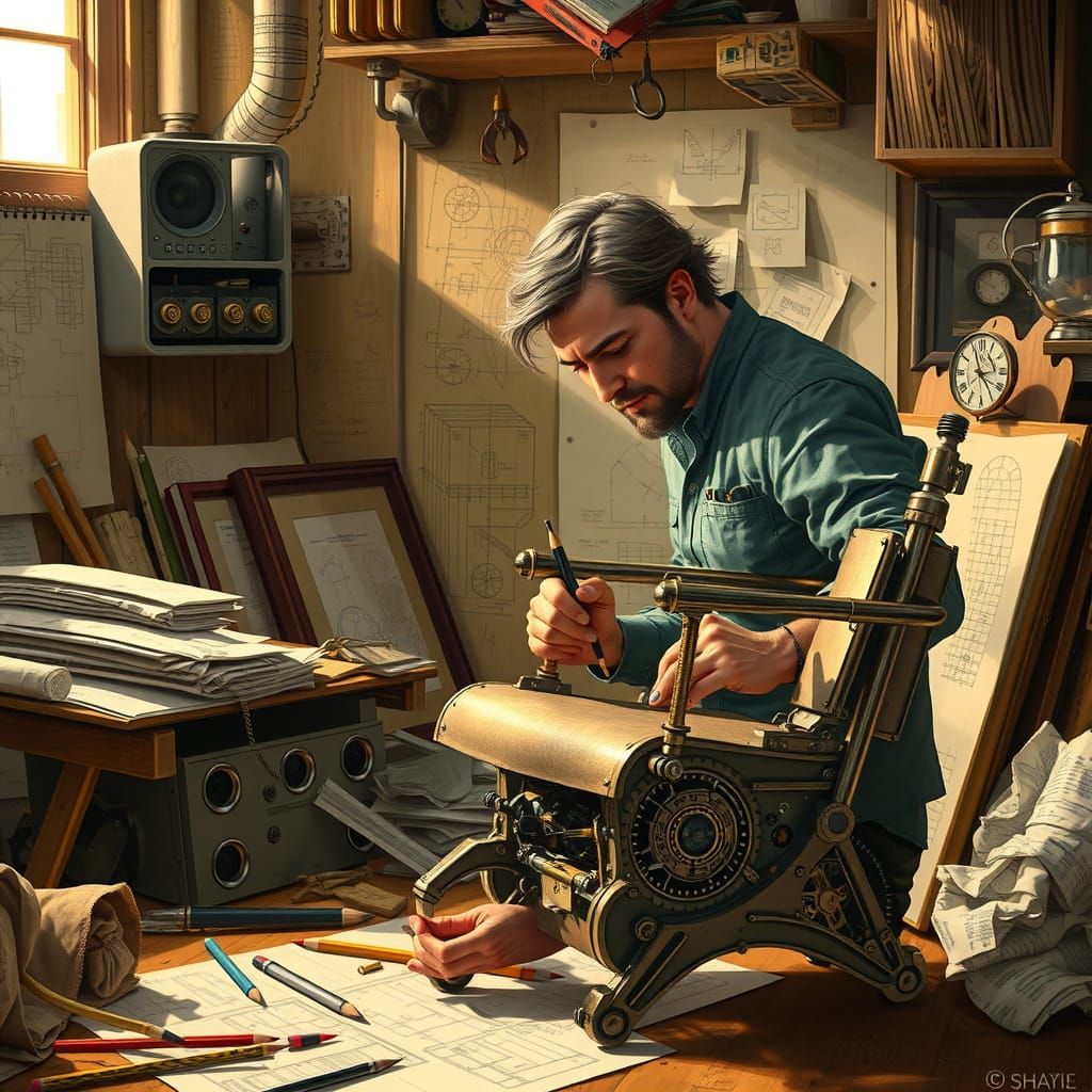 Inventor Creates Automated Chair in Cluttered Workshop