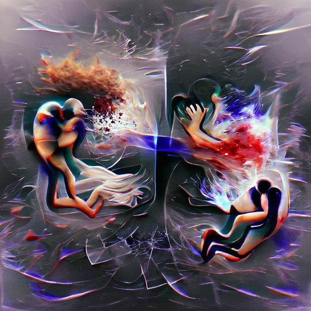 Collision of Souls: Abstract Digital Art