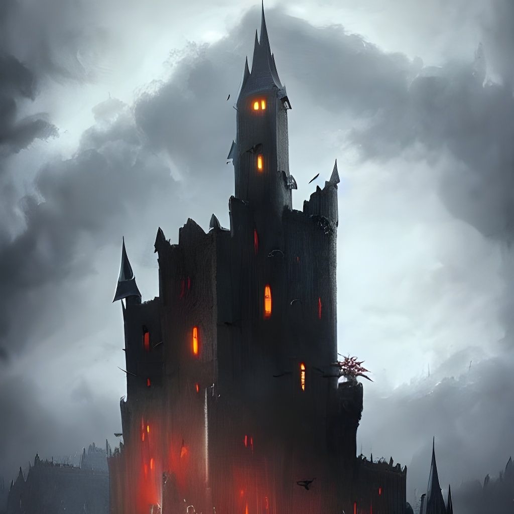 Sinister Vampire Castle Floating in Sky
