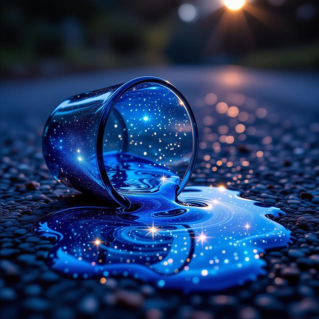 Spilled Galaxy: Starry Night in a Glass