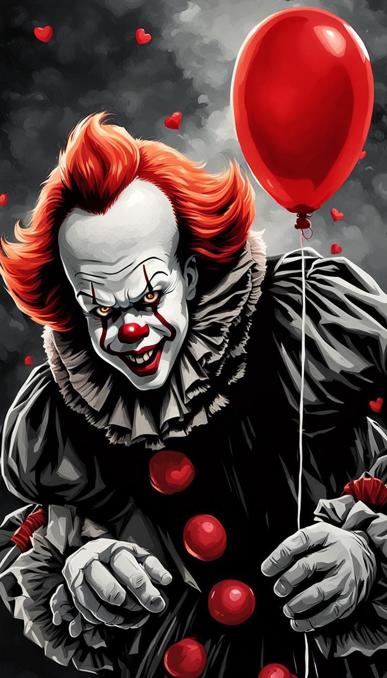 Pennywise Clown with Balloon on Valentine's Day