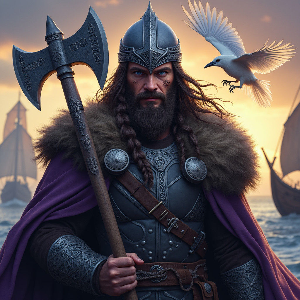 Viking Warrior with Axe in Dark Fantasy Style