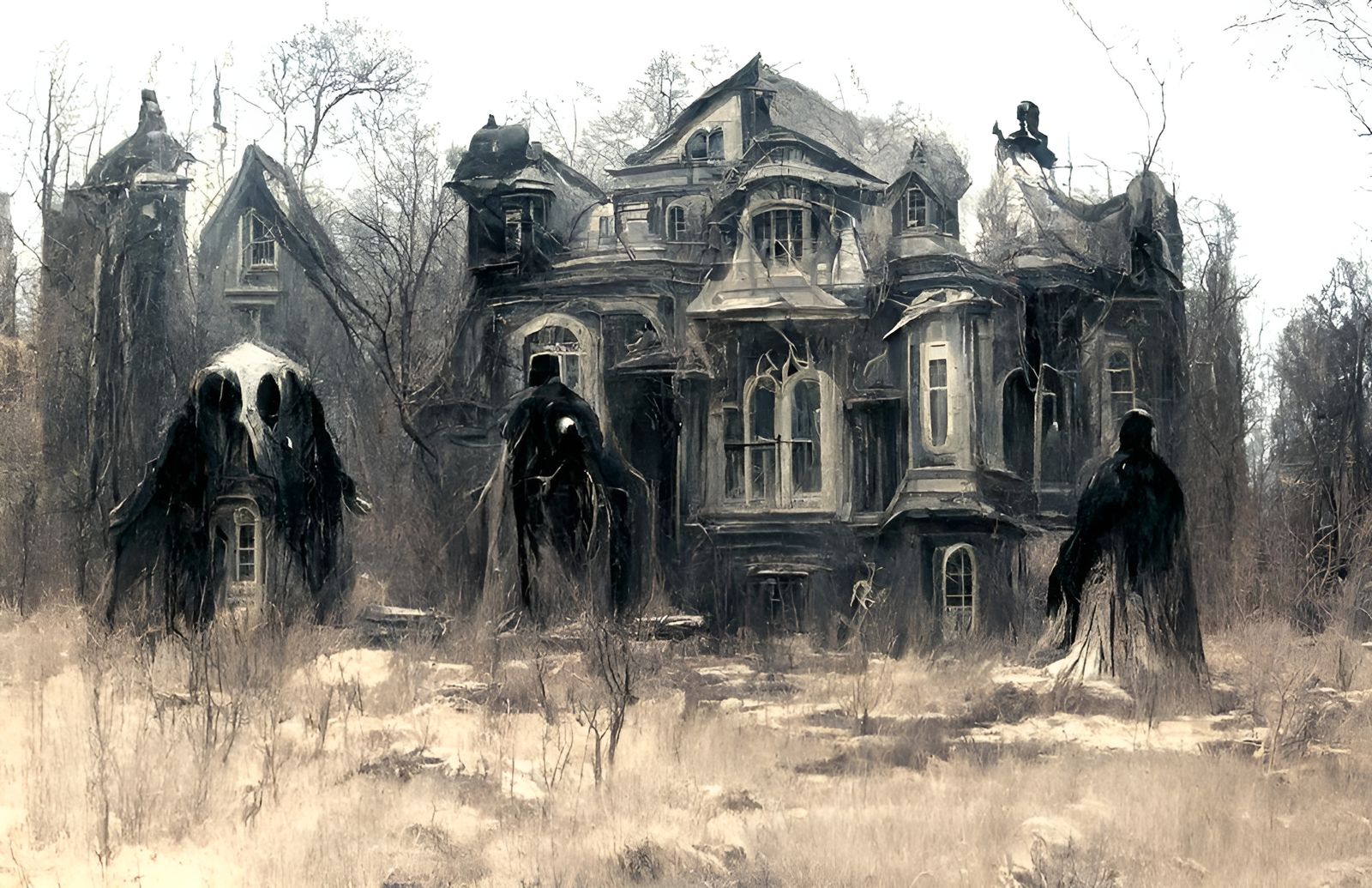 Sinister Haunted Victorian House in Gothic Horror Style