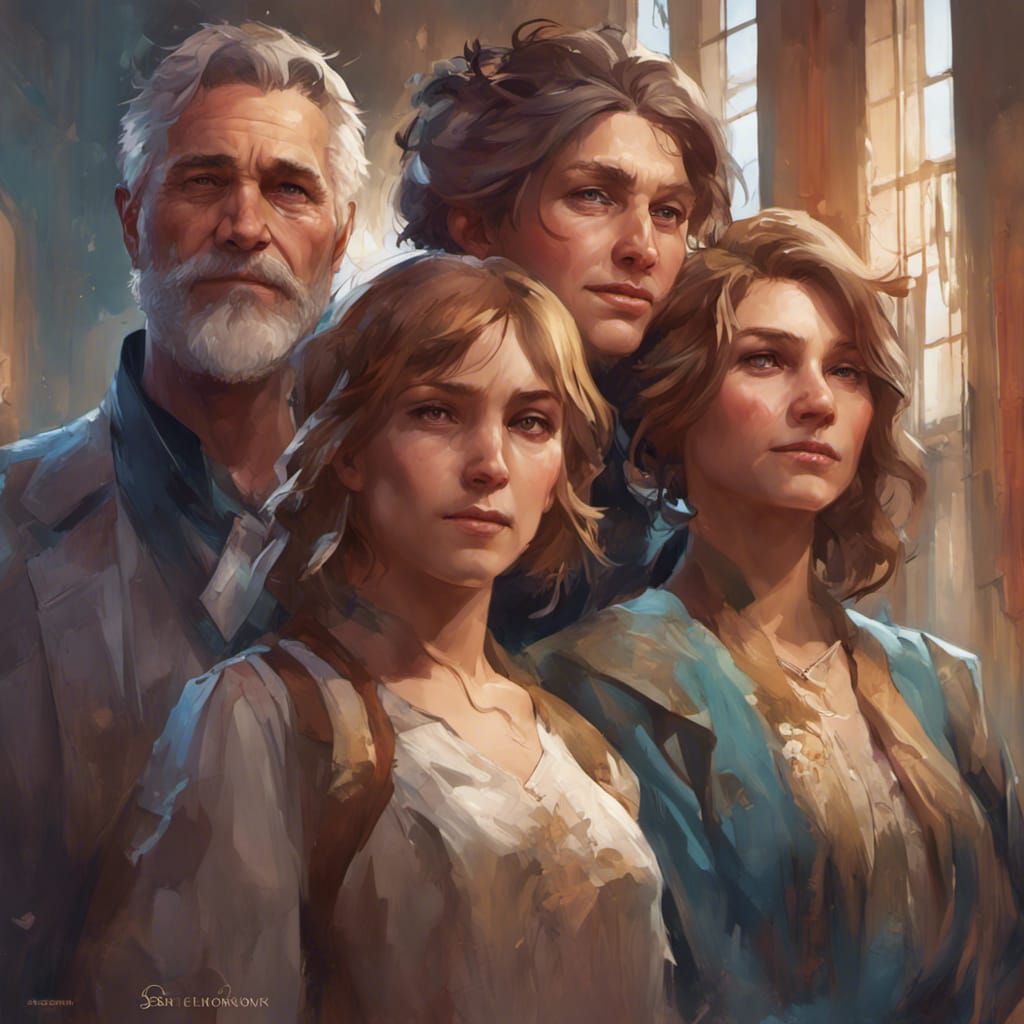 19th Century Family Portrait in Art Nouveau Style