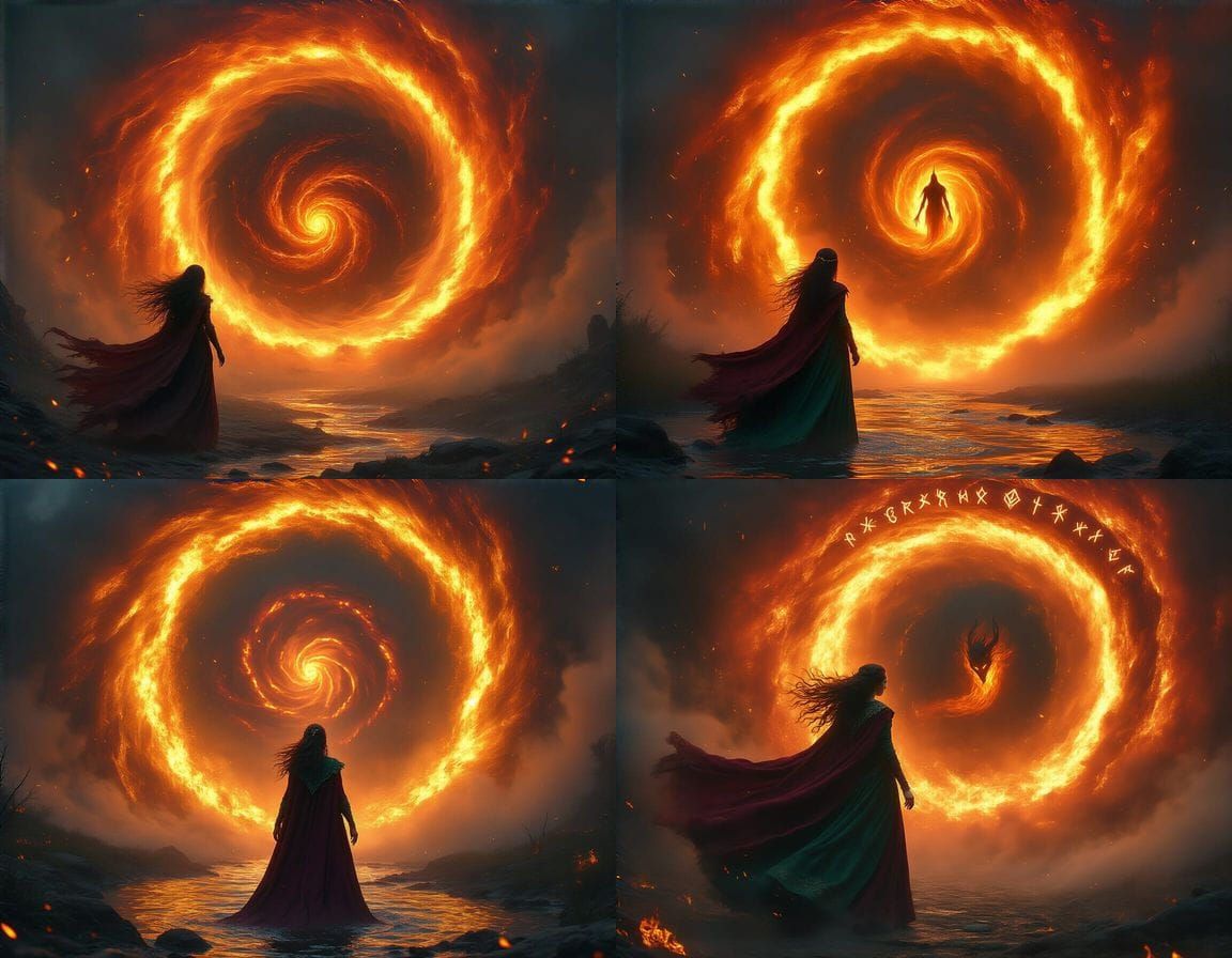 Royal Fire Witch Confronts Fiery Portal