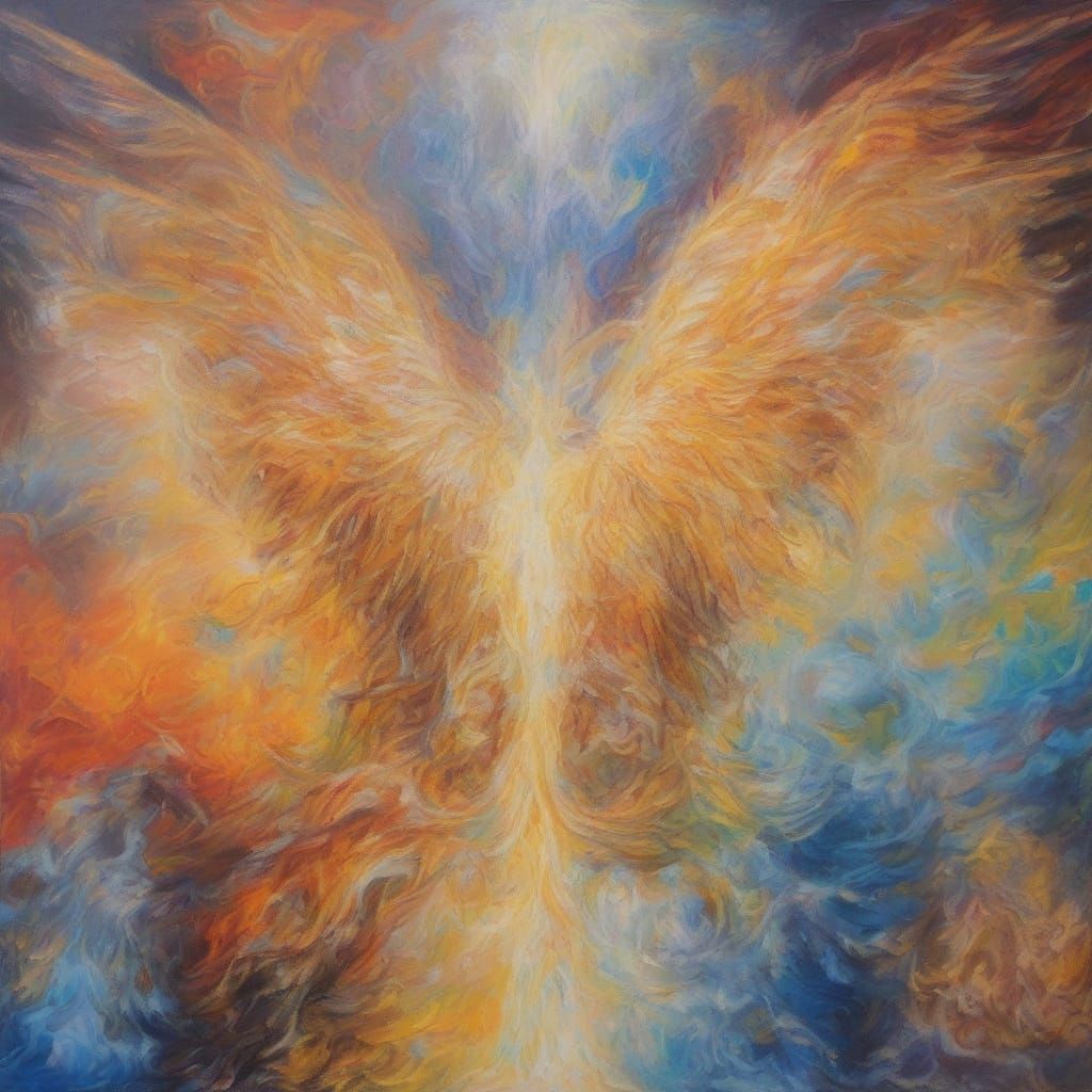 Angels and Devils in a Surreal Kaleidoscope Painting