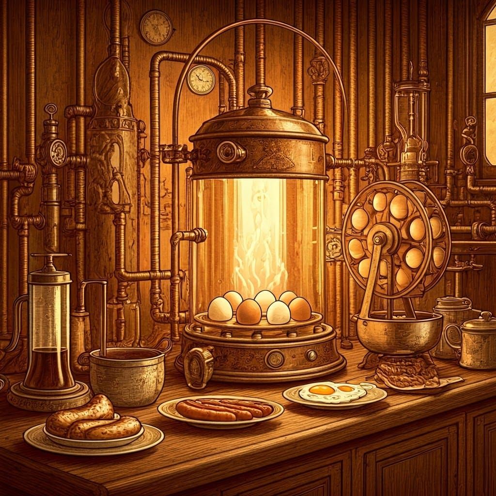 Victorian Inventor and Retro Breakfast Machine