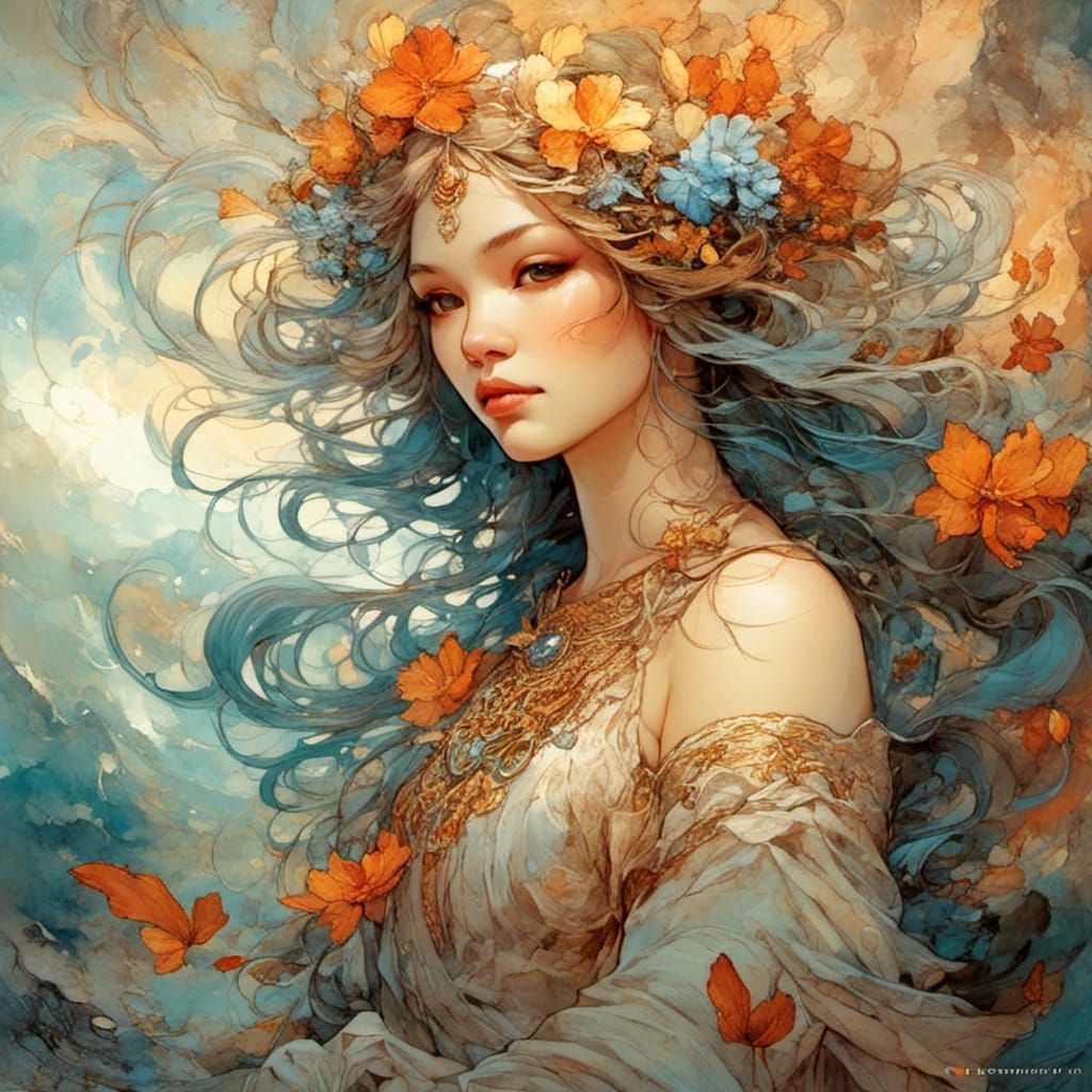 Summer Goddess in Magical Fantasy Painting