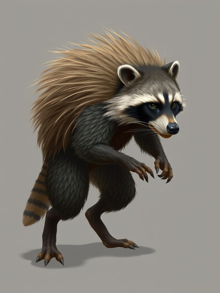 Hybrid Creature Concept Art: Raccoon-Porcupine