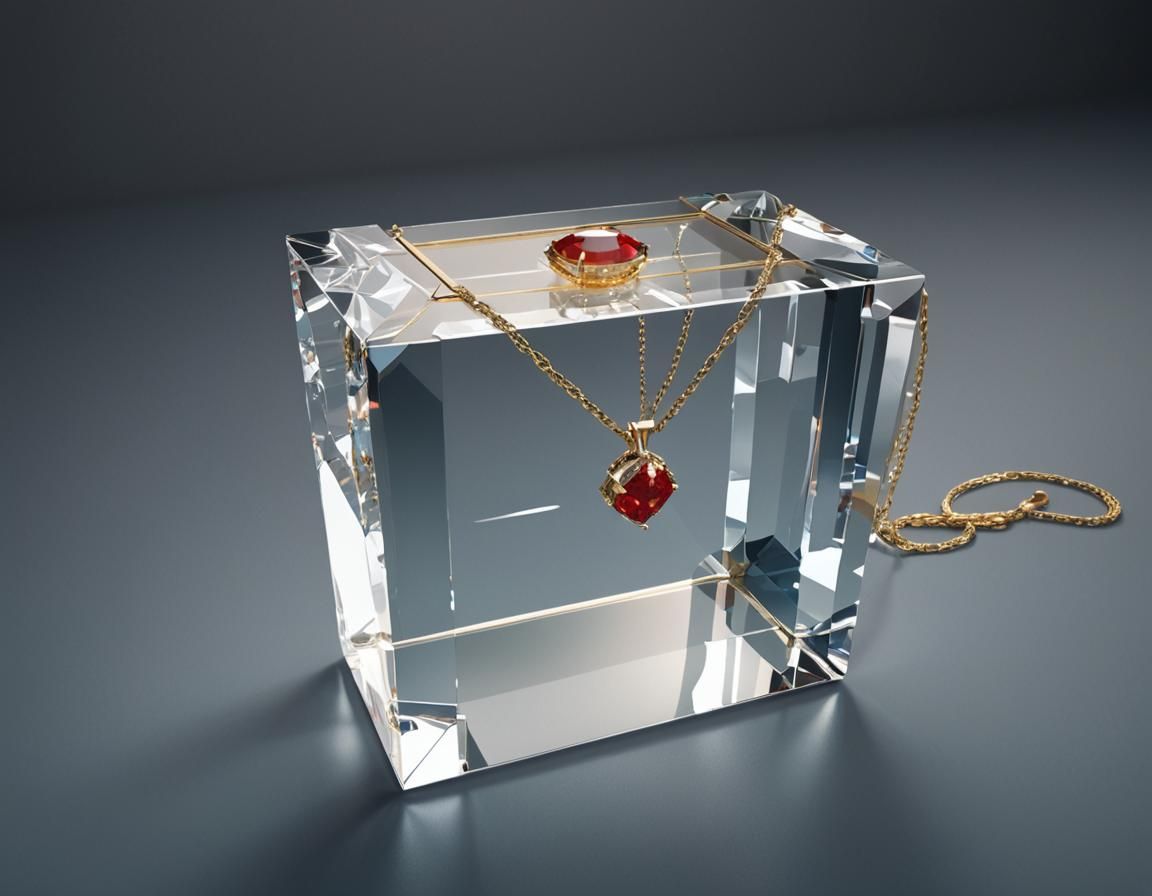 Crystal Block Conceals Diamond Necklace in Neoclassical Styl...