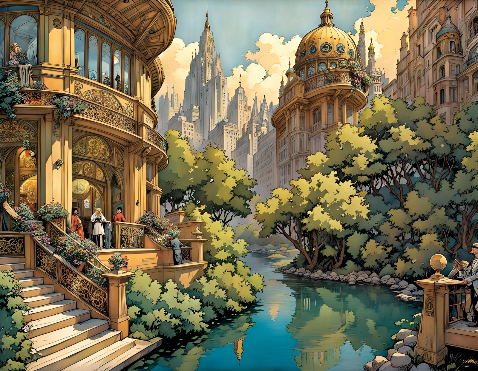 Art Nouveau Comic Book Pages by Doran and Kaluta