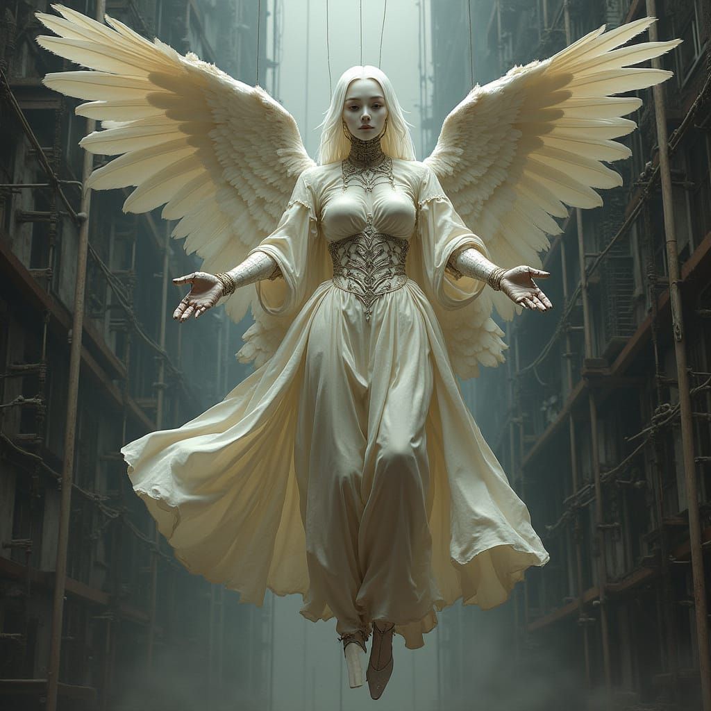 Majestic Industrial Angel in Ashcan School Style