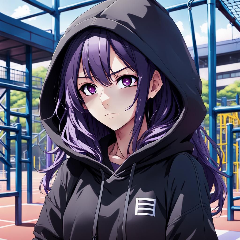 Anime Girl with Black Hair in Manga Style