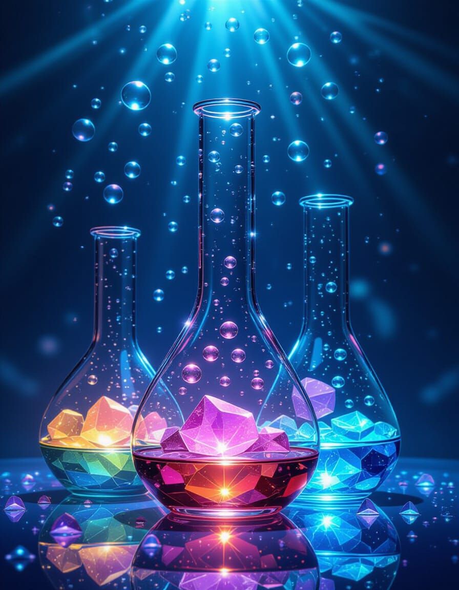 Abstract Multicolored Glassware with Frozen Liquid