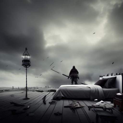 Battlefield Bedroom: A Dramatic Digital Painting