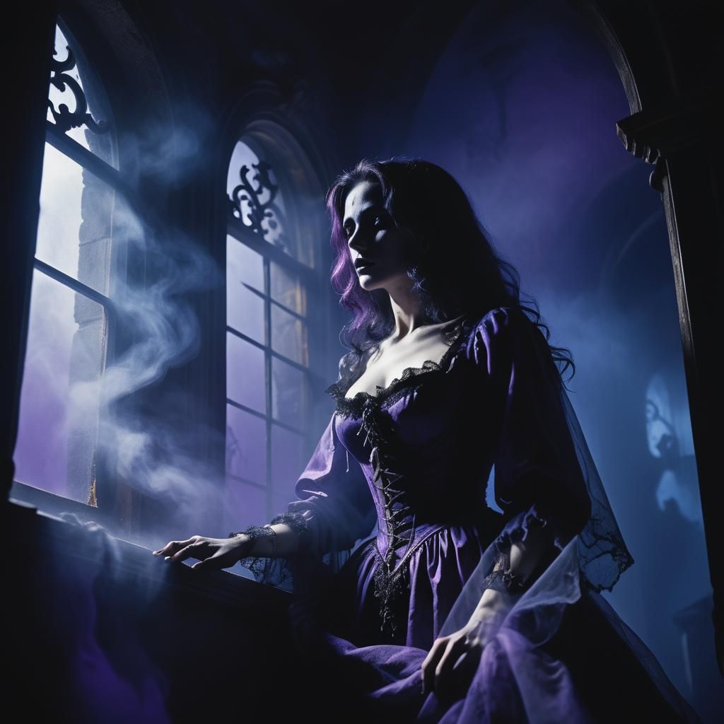 Ghostly Woman in Haunted House: Baroque Dark Fantasy