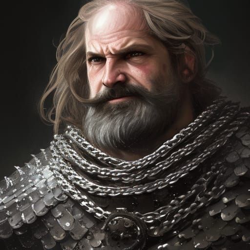 Man in Chainmail Armor Concept Art Portrait