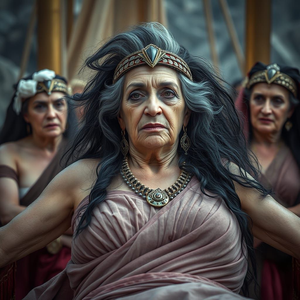 Elderly Transvestite as Cleopatra on Luxurious Barge