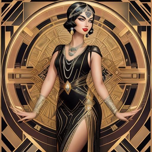 Glamorous Flapper in Art Deco Style