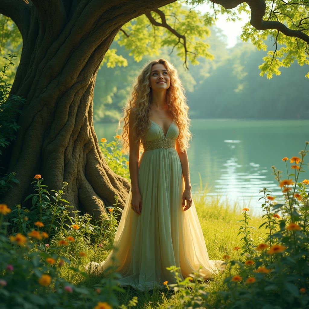 Enchanted Forest Portrait of Woman in Matte Painting