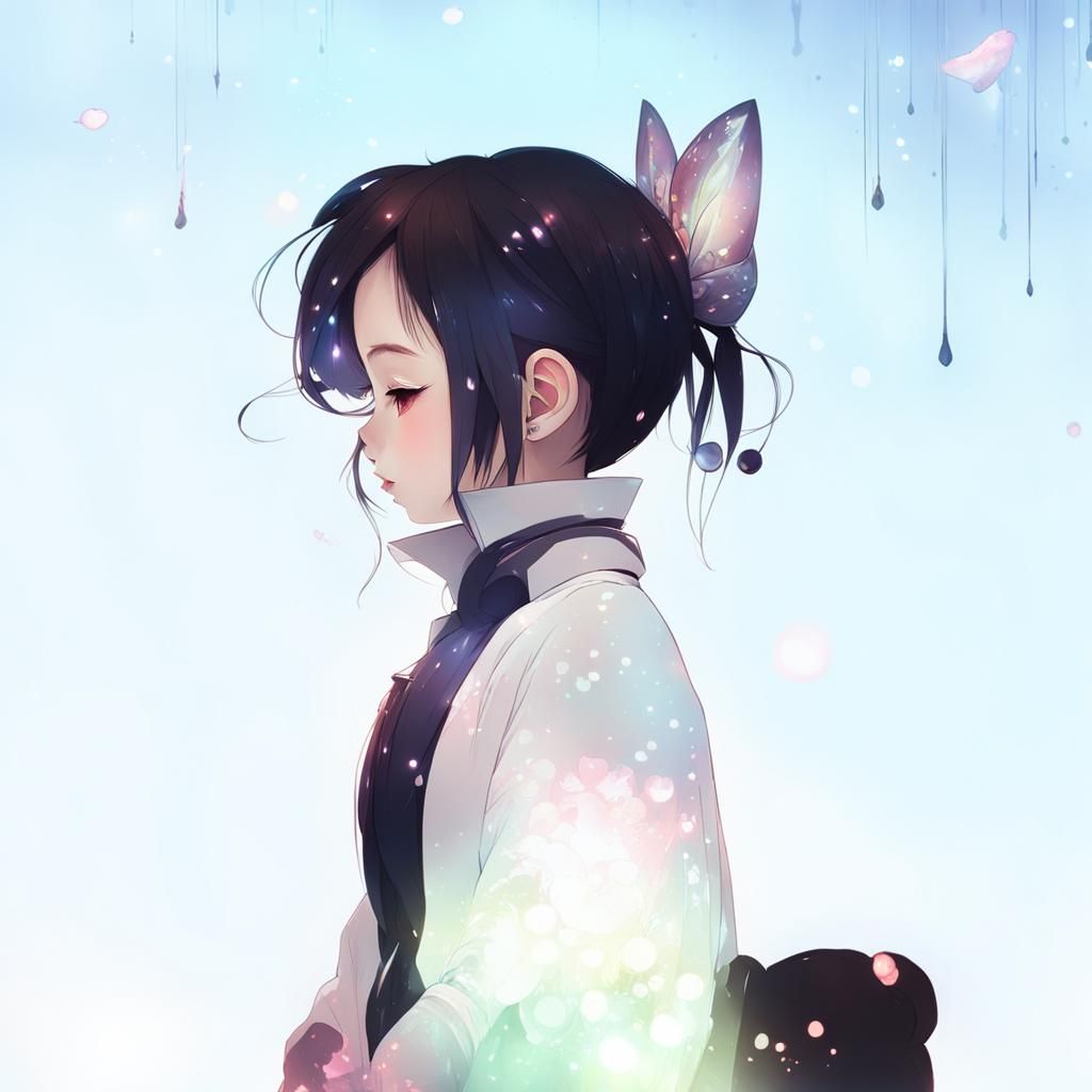 Cute Character in Bioluminescent Garden, Digital Art