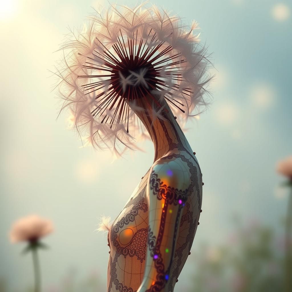 Dandelion Sculpture: Delicate Woman in Ethereal Style