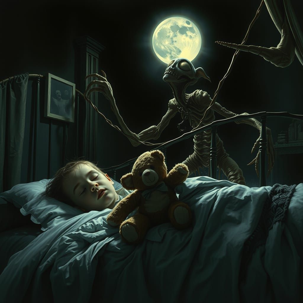 Eerie Moonlit Child's Bedroom Hides Gothic Horror