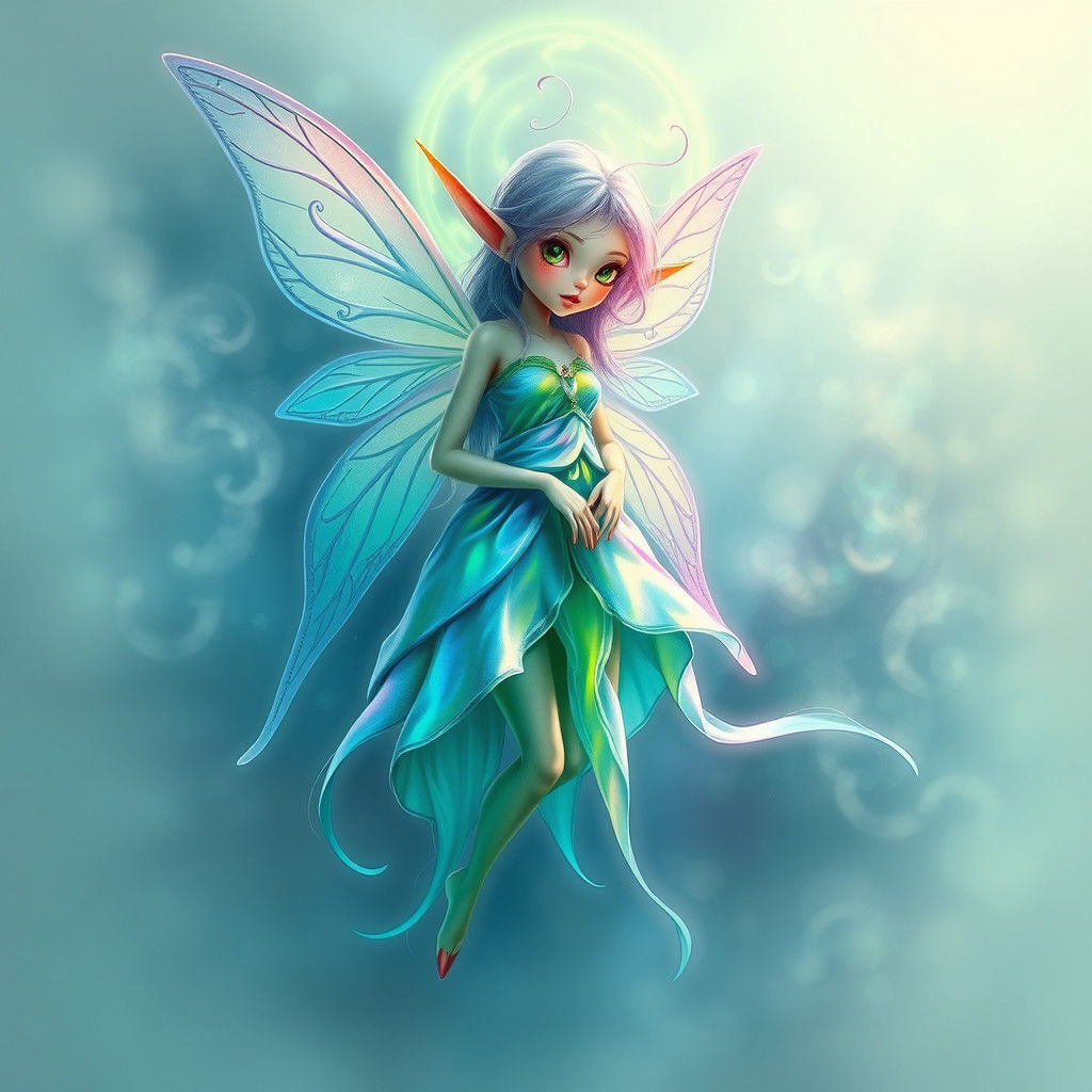 Neon Fairy Elf in Dreamy Vibrant Style