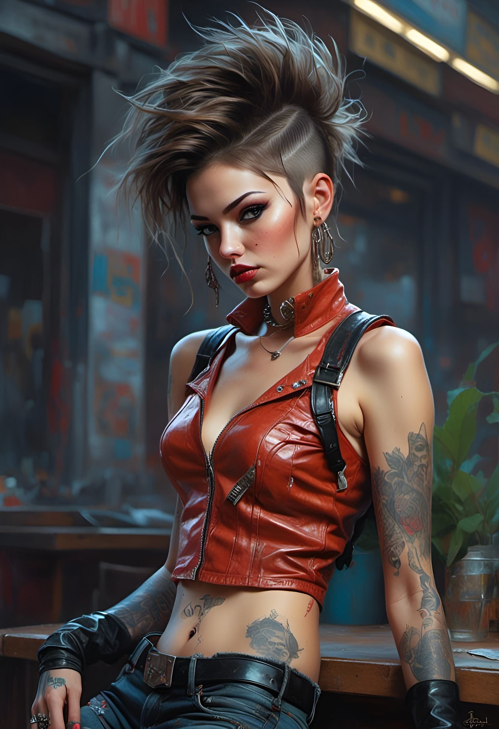 Tracer from Overwatch as Punk Delinquent