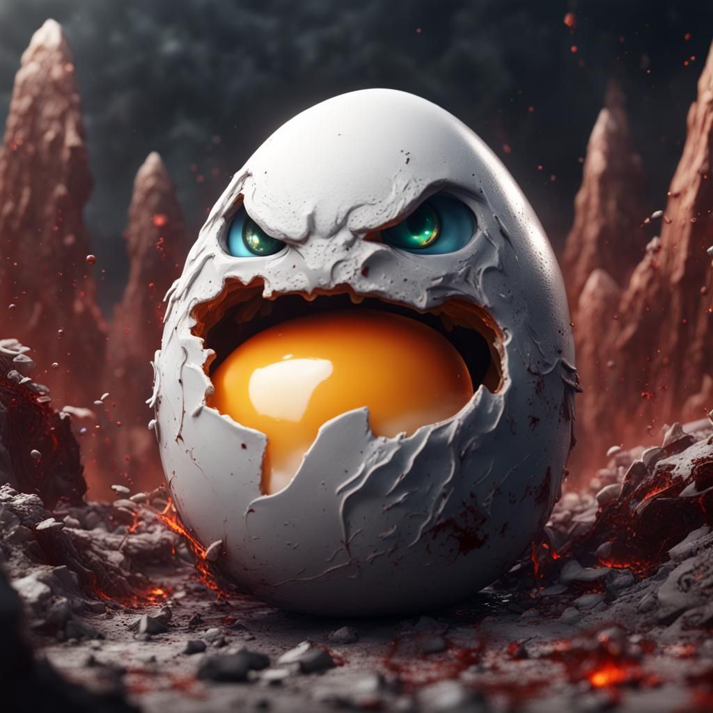Fantastical Matte Painting of a Very Angry Egg