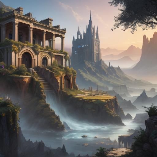 Villa on Oasis: Detailed Matte Painting in 8K