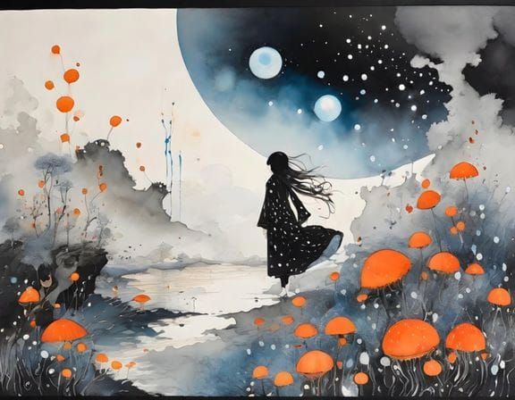 Sumi-e Black Ink Illustration