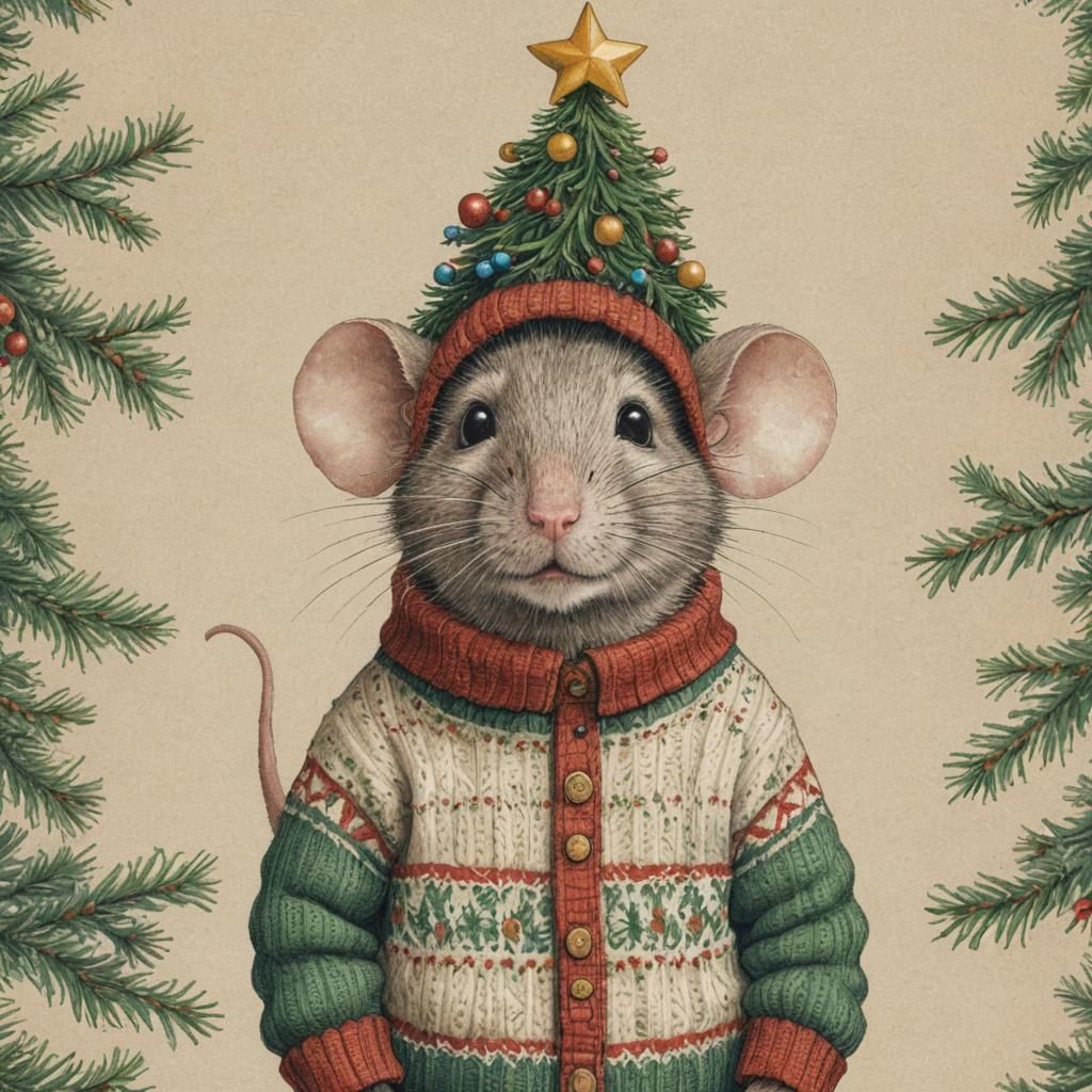 Christmas Mouse in Winsor McCay Style