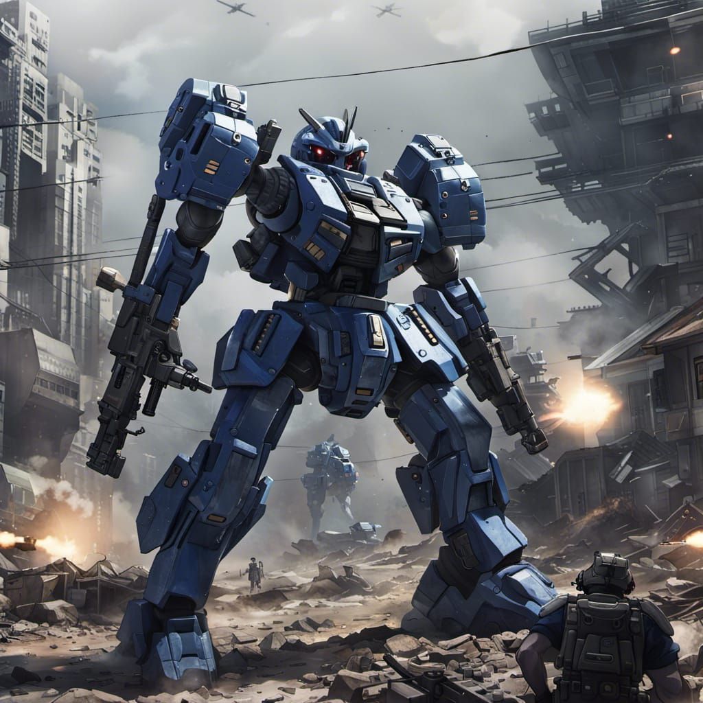 Mecha with M60 sniper rifle in battlefield 🔥