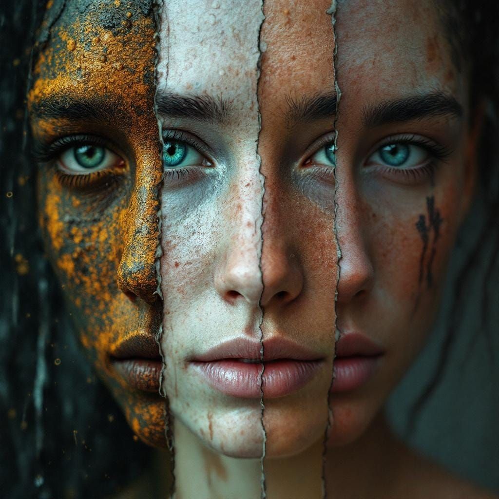 Weathered Face in Specular Impressionism Style