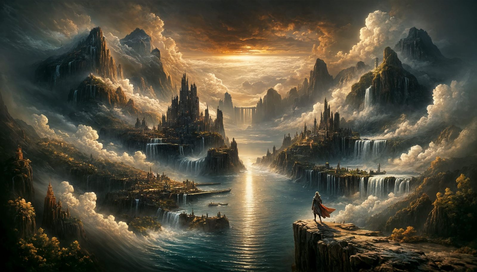 Ethereal Elven City in Tenebrist Splendor