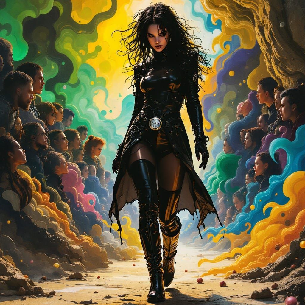 Mystical Pop Icon Enchants in Surreal Landscape of Silicon V...