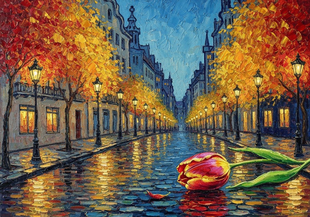 Gaudí City in Autumn, Van Gogh Impression