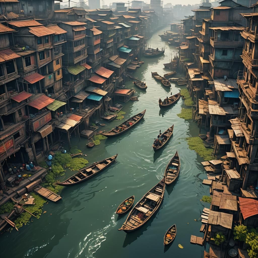 Fantastical Buriganga River in Detailed Matte Painting