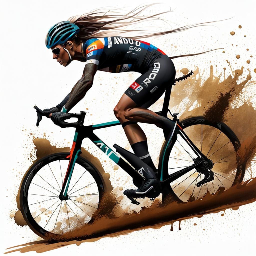 Abstract Road Cyclist Silhouette in Watercolor Style