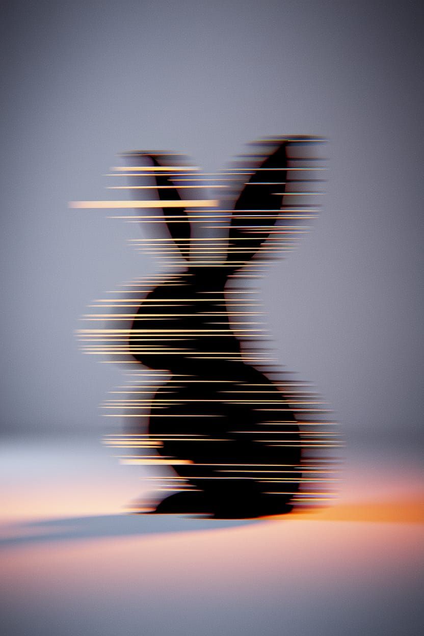 Distorted Bunny Form in Glitch Art Aesthetic