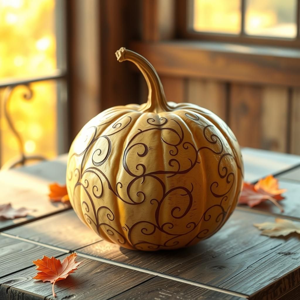 Ornate Gourd in Golden Autumn Light