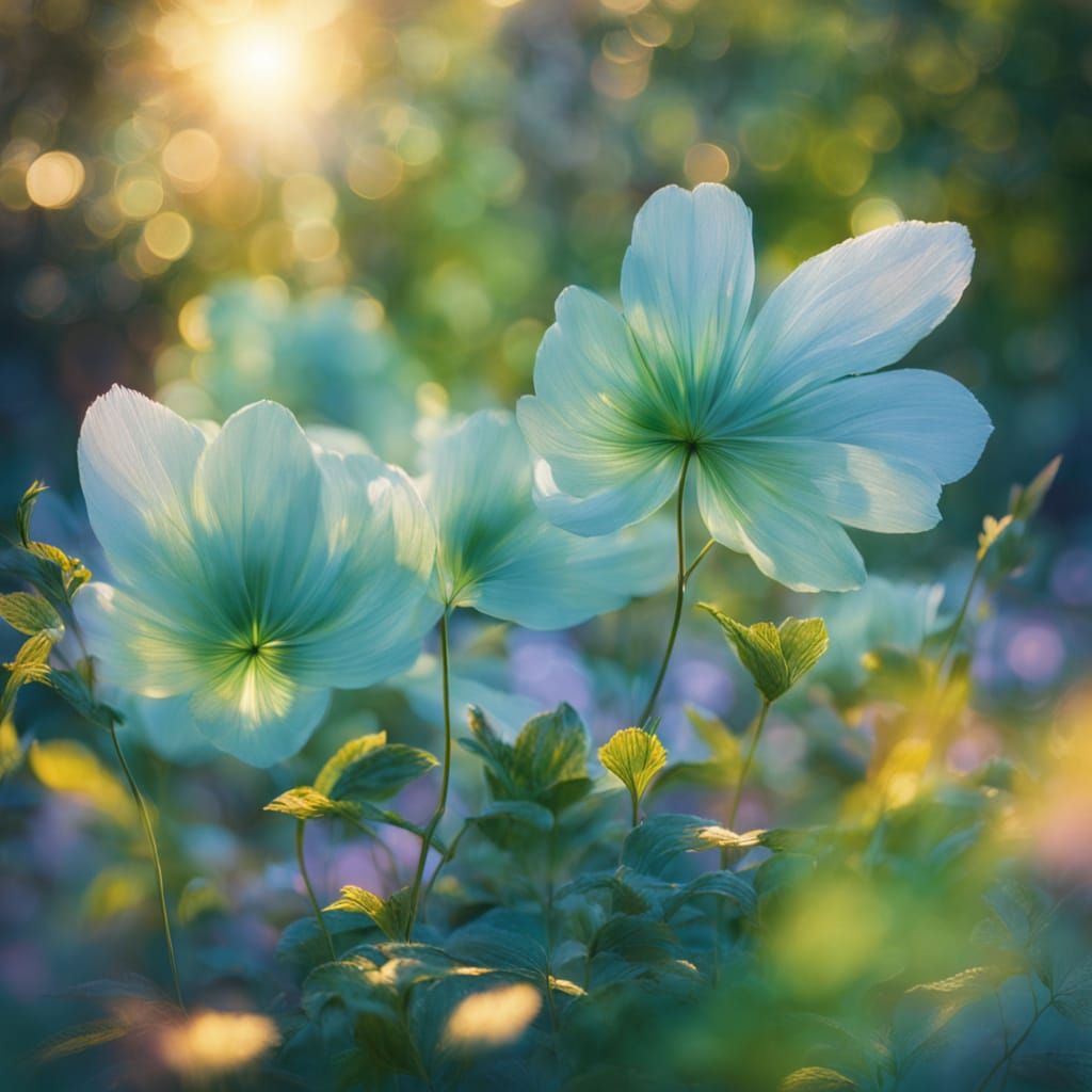 Glowing Green Eyes Emerge From Foliage in Monet Style