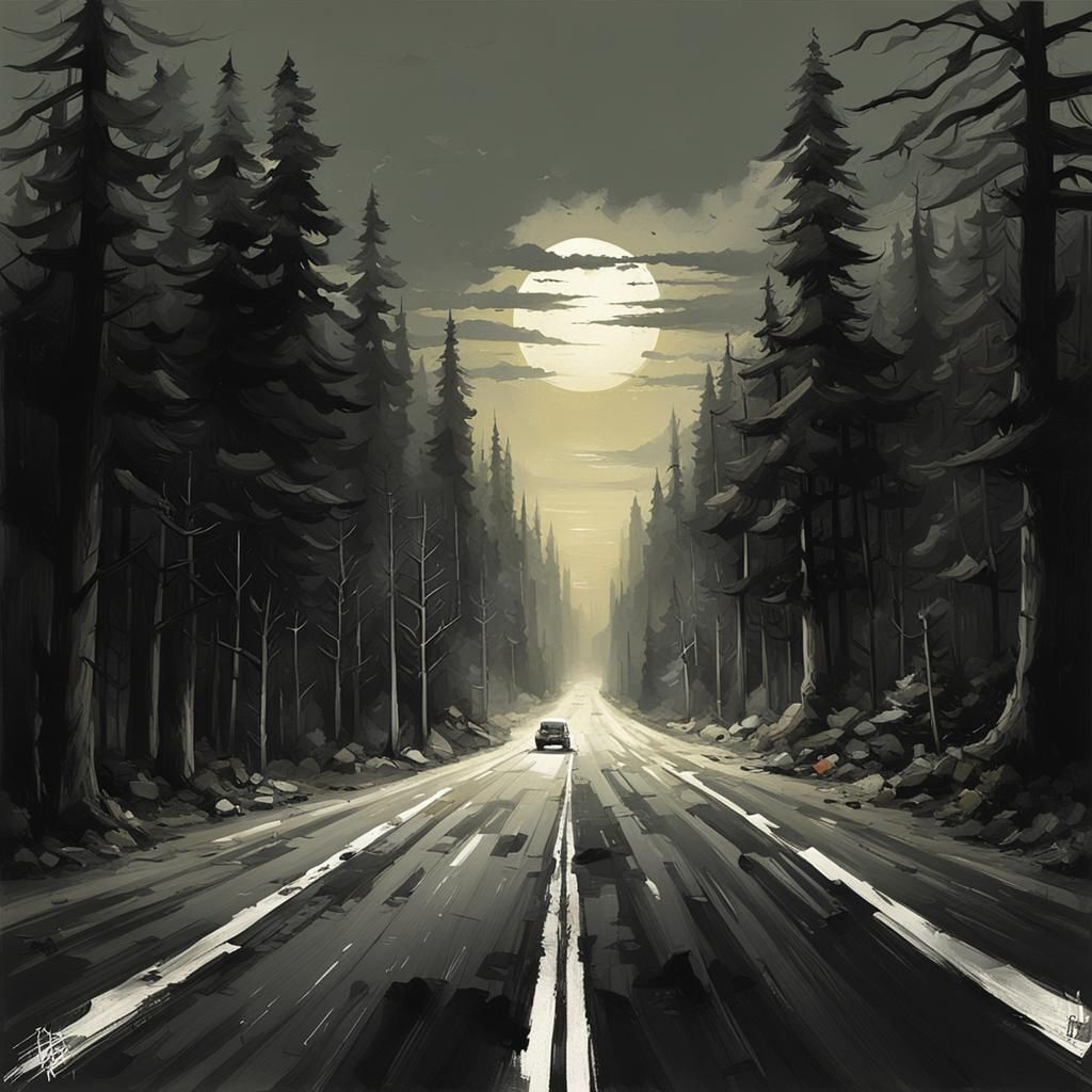 Sinister Empty Road After Game, Digital Art