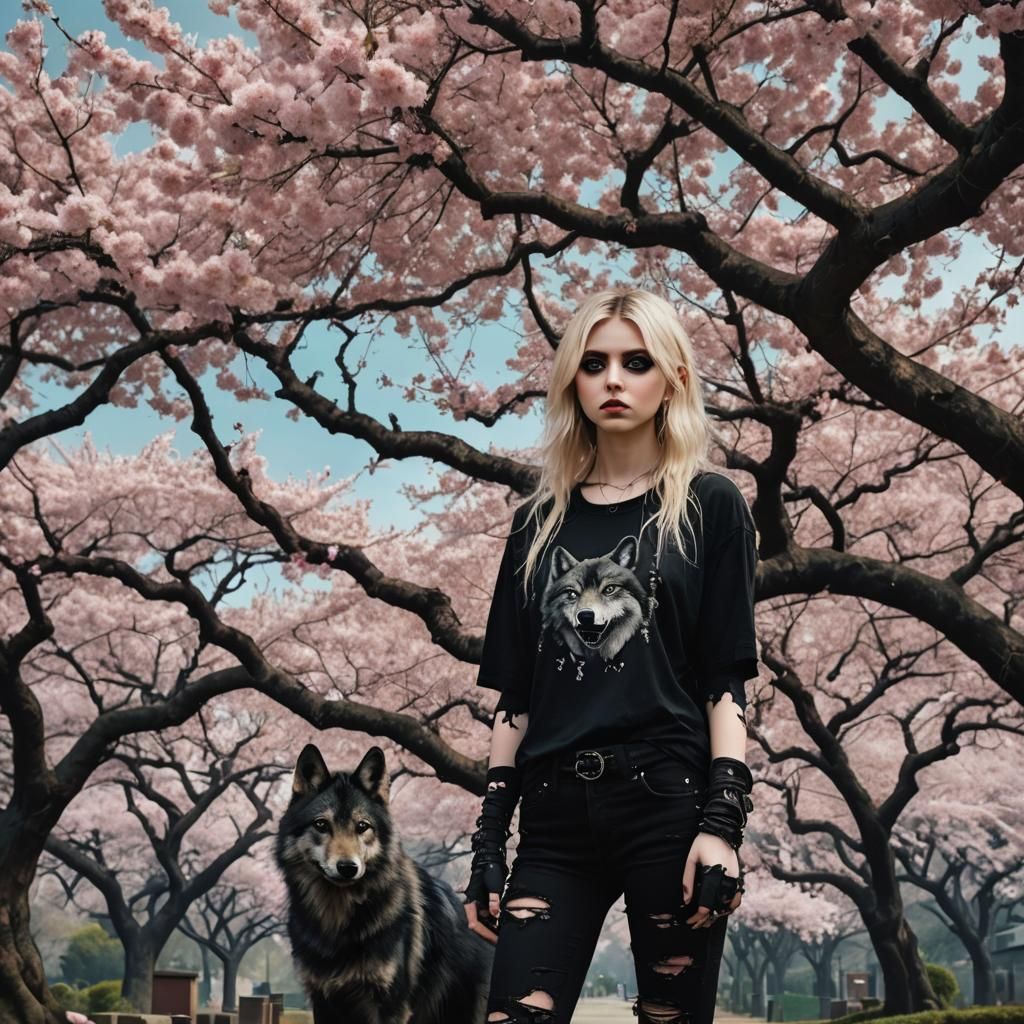 Taylor Momsen Under Cherry Blossom Tree