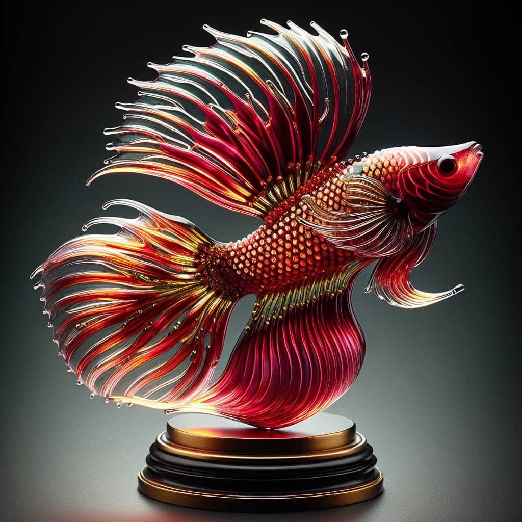 Exquisite Glass Figurine of a Veiltail Fish