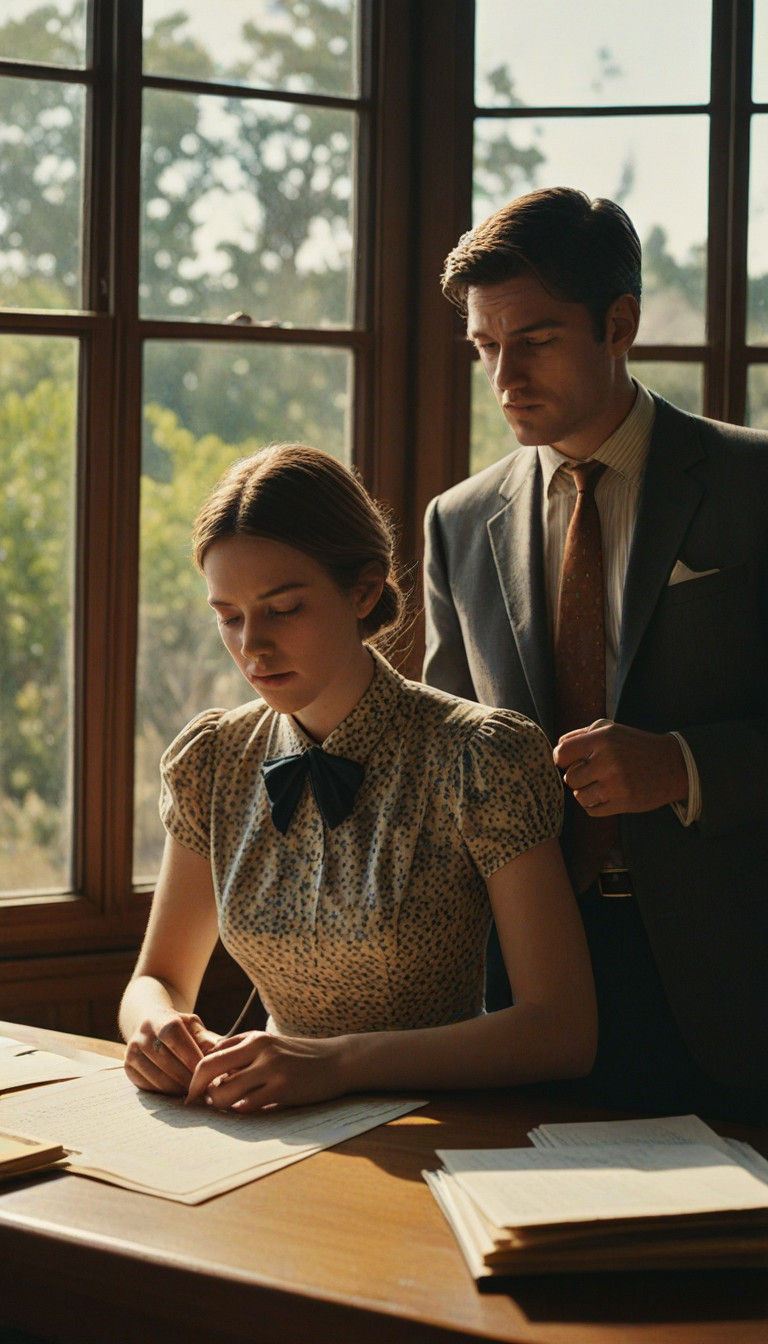 Young Woman Signs Divorce Papers in 1960s Lawyer's Office