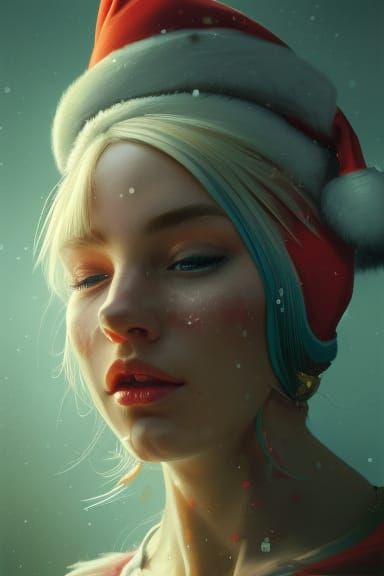 Hyperdetailed Portrait of Santa's Helper in Art Nouveau Styl...